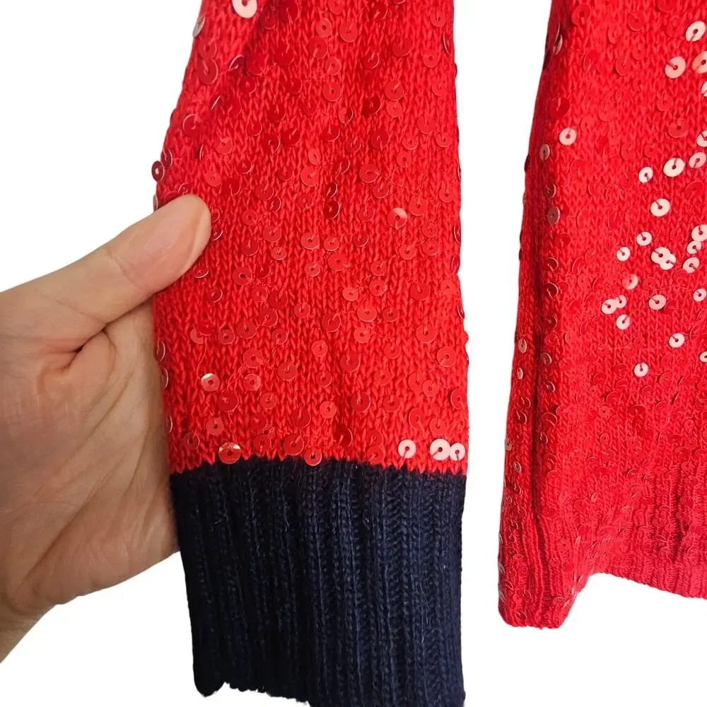 J. Crew Womens Sequin Mohair Wool Sweater Size XS Preppy Embellished Holiday